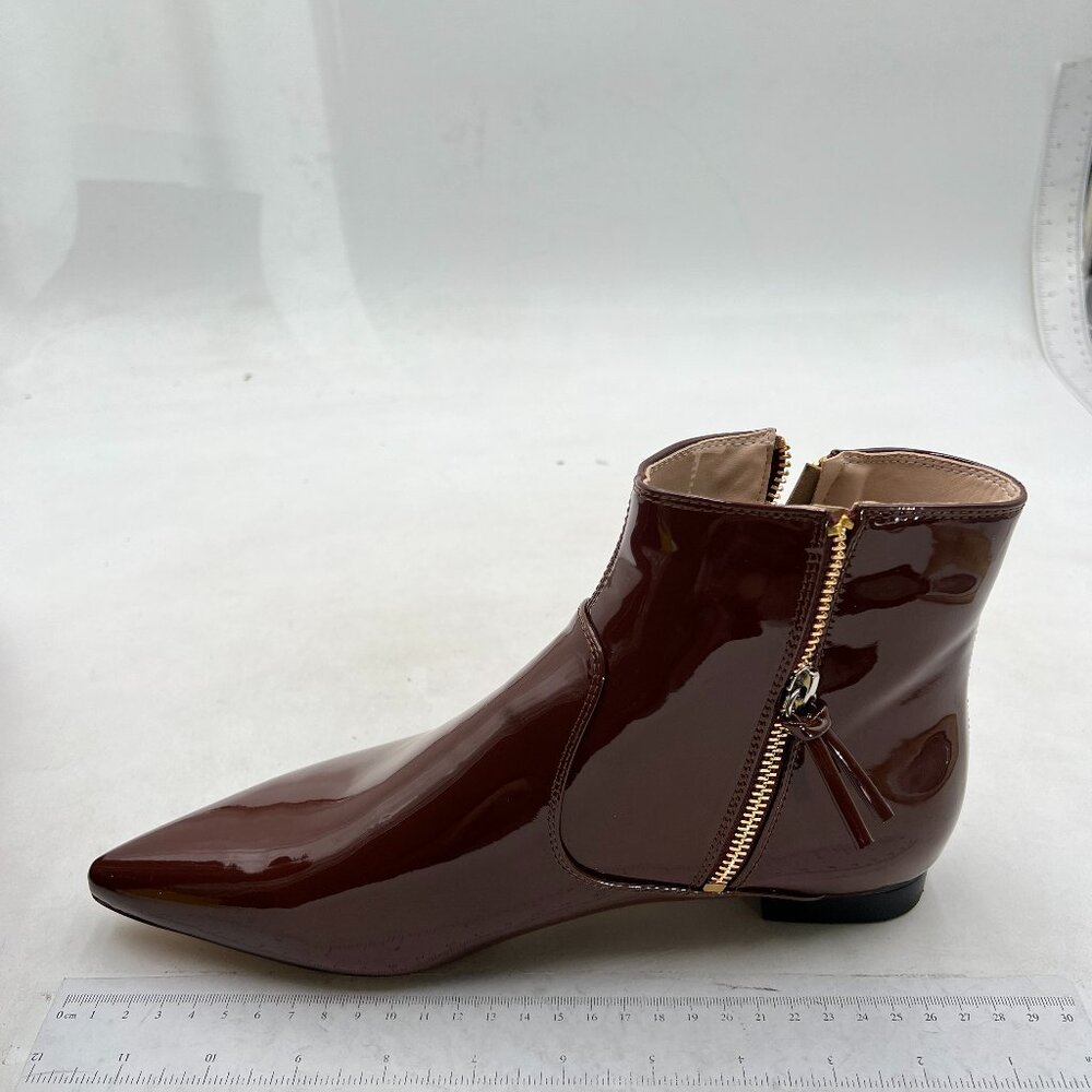 XYD Brown Pointed Toe Ankle Boots Low Heel Boot Double Side Zipper Dress Shoes